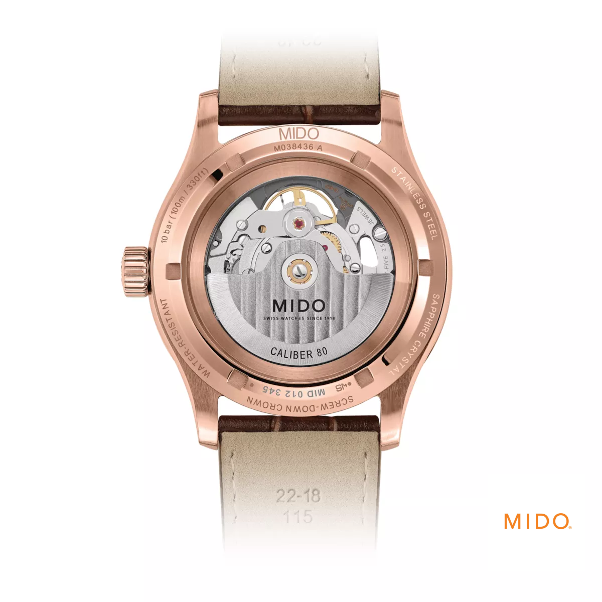 Mido Multifort Skeleton Vertigo M038.436.36.061.00 Watch 42